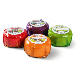 4 organic cheeses in the packaging