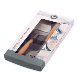 Coffret cadeau coupe fromage en bois & râpe à fromage en bois