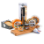 Various products, such as cheese, a cheese board and cheese knife, displayed to show what is included in the gift set.