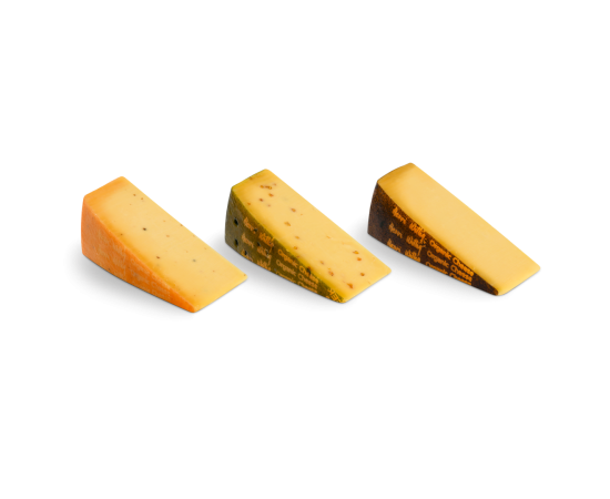 The three cheeses out of packaging