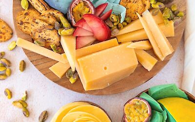 Colorful Easter cheese board