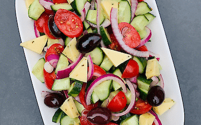 Greek salad with Tzatziki cheese