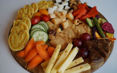 Cheese board with cheese butterflies