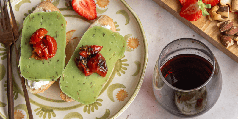 Bruschetta met citroen-ricotta en Groene Pesto kaas