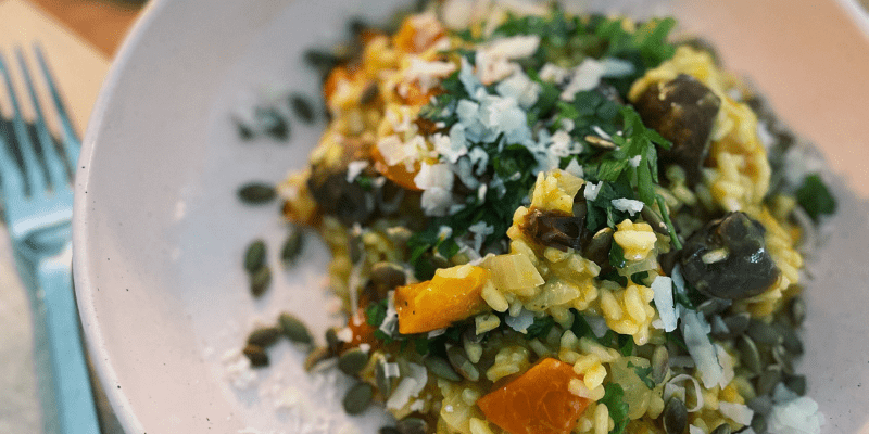 Risotto met pompoen en biologische geitenkaas
