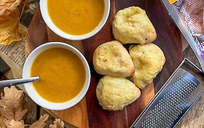 Pumpkin Soup with Fenugreek Cheese