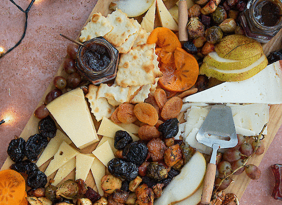 Käse-, Gemüse- und Obstplatte